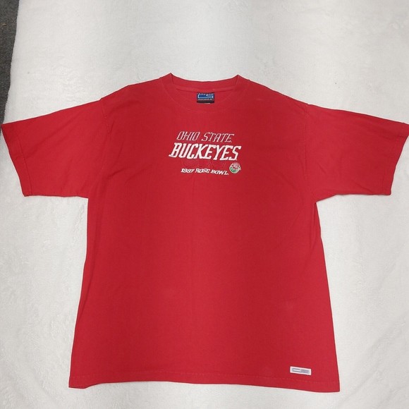 Vintage Ohio State Buckeyes Embroidered  Ted 1997 Rose Bowl Shirt Mens Sz Large - Picture 1 of 10